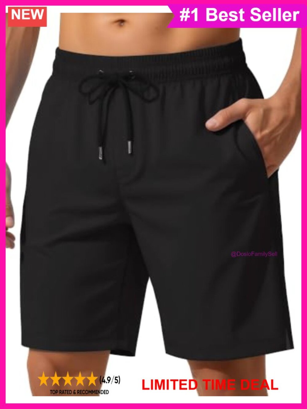 Men's 9-Inch Quick Dry Swim Trunks with Mesh Lining and Pockets